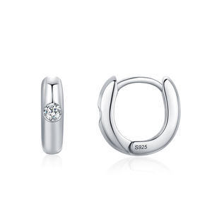 ต่างหูแฟชั่นห่วง hoogie ห่วงแบบคลาสสิก925เงินสเตอร์ลิงเคลือบด้านสำหรับงานแต่งงานของขวัญงานแต่งงานของผู้หญิงที่สง่างาม - Product Image 1