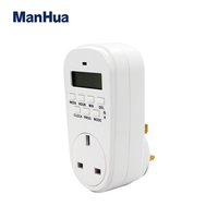 Temporizador Digital Electrónico Manhua, Enchufe Temporizador con Enchufe EU/US/UK, 230V 50HZ, Programable Cíclico de 24 Horas