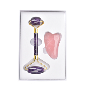 Jade amatista de fábrica de doble cabeza de piedra de cuidado de la <span class=keywords><strong>piel</strong></span> herramienta púrpura Jade rodillo - Product Image 3