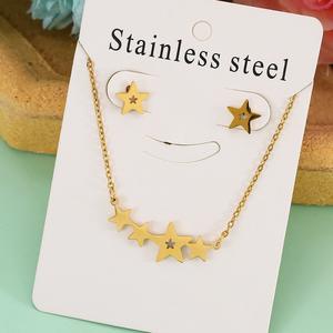 Collana di orecchini d'oro in acciaio inox a caldo Set pentagramma ECG ciondolo catena clavicola - Product Image 3