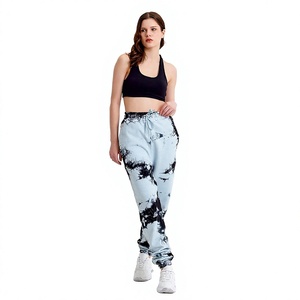 Pantalon de jogging tie-dye pour homme, taille élastique avec cordon de serrage, bas de jambe côtelé, décontracté, léger, en coton et élasthanne, pour l'été - Product Image 1