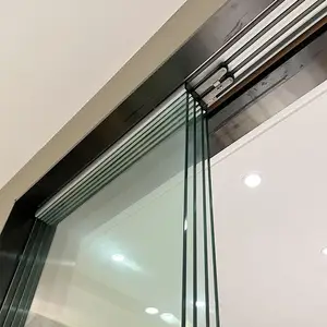 HDSAFE-puerta de vidrio sin marco para oficina, cocina, pared de partición interior, 4 paneles, puerta corredera de vidrio apilable telescópica, 8-12mm