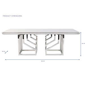 Steel and Glass <b>Coffee</b> <b>Table</b> 120x60x40cm <b>Marble</b>-<b>Effect</b> - Product Image 5