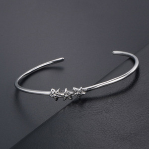 Retro Star Open C Shape <b>Titanium</b> Steel Bracelet Women's Fashion Bangle SZ032 - Product Image 3