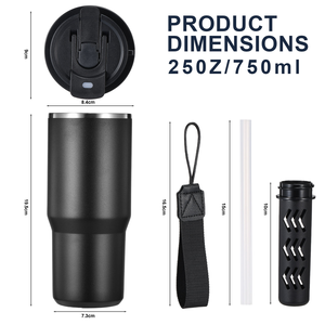 Custom 25 Oz <b>Double</b> <b>Wall</b> 304 Stainless Steel Vacuum Insulated Water Bottle With Removable Tea Infuser Dual Drinking Lid - Product Image 2