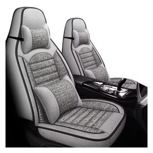 Housses de siège auto universelles LC, ensemble complet, en cuir PVC, coussin lombaire, accessoire intérieur en lin, anti-transpiration, ventilées, style golf - Product Image 1