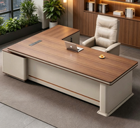 Bureau de direction moderne de luxe léger en L réglable avec armoire latérale murale et bibliothèque assortie - Bureau commercial en bois