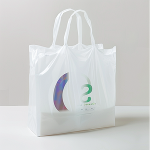 Diseño personalizado Gracias Soft Loop Handle Carrier Bolsa de la compra de comestibles con logotipo Bolsa de la tienda de plástico - Product Image 6