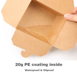 Caja de embalaje de alimentos para microondas de papel Kraft blanco biodegradable personalizado, juego de contenedores de almacenamiento de embalaje de comida rápida para llevar con tapas - Product Image 2