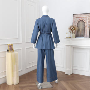 नई आगमन डेनिम शैली मुस्लिम महिलाओं ने पैंट की लंबी जैकेट के साथ बना दिया - Product Image 6