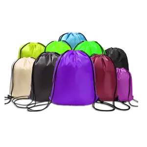 사용자 정의 로고 고품질 저렴한 210D 420D 스포츠 비치 체육관 배낭 Pu 코너 폴리 에스터 Drawstring 배낭 가방