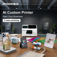 PodNEX A3 DX7 Printer Flatbed All-In-One Otomatis Baru dengan Tinta UV CMYK 2400 DPI untuk Casing Ponsel & AirPods PVC untuk Penggunaan Bisnis Kecil