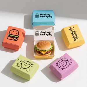 High Quality Food Grade Paper Fast Food Takeaway <b>Boxes</b> for Restaurants Hamburger <b>Burger</b> Take Away Takeout Containers - Product Image 2