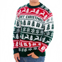 2025 Custom Großhandel Strick Männer Weihnachts pullover Familien muster Jacquard Neujahrs pullover Hässlicher Weihnachts pullover Unisex