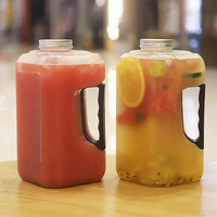 Botella de Plástico PET Desechable Personalizada de Gran Capacidad para Bebidas Frías con Asa