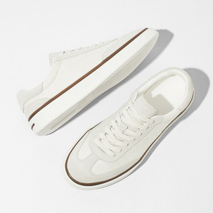 Men's Beige <b>Canvas</b> Low Top Casual Sneakers Breathable Comfortable Daily Walking Shoes Lace up Flat Sneakers for Men - Product Image 3