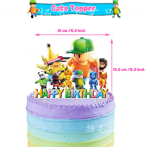 Decorazioni per Feste a Tema Gioco Cartoon <span class=keywords><strong>Stumble</strong></span> <span class=keywords><strong>Guys</strong></span>, Striscione <span class=keywords><strong>di</strong></span> Buon Compleanno, Topper per Cupcake, Palloncini Fai-da-Te - Product Image 4