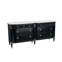 Commode double de luxe noire moderne faite à la main, écologique, avec plateau en marbre, quincaillerie en aluminium, 8 tiroirs de rangement, meuble de chambre à coucher
