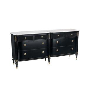 <span class=keywords><strong>Commode</strong></span> <span class=keywords><strong>double</strong></span> noire de luxe avec plateau en marbre, quincaillerie en laiton doré, 8 tiroirs de rangement, meuble de chambre classique - Product Image 2