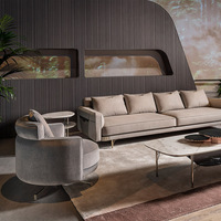 Echtes Leder Stoff Edelstahl Sofa Modern Bequemer Wohnzimmer Stuhl Sessel Moderner Luxus