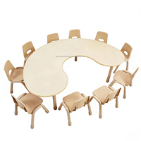 Ensemble table et chaises pour enfants de haute qualité en forme de rein, réglables en hauteur, en plastique sécurisé, pour garderie