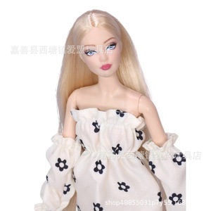 Vente en gros de vêtements pour poupées Bobby de 30 cm : Ensemble floral doux à manches bouffantes - Product Image 4