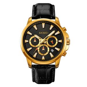 Montre-bracelet Skmei 2071 pour homme, luxe, quartz, bracelet en cuir, haute qualité, logo personnalisé, chronographe à six aiguilles, étanche, simple - Product Image 2
