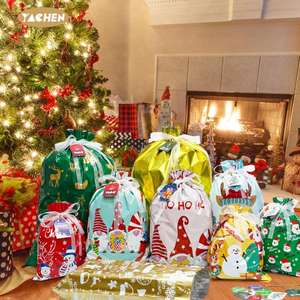 YACHEN Sacs d'emballage de cadeaux de Noël de grande et moyenne taille 30Pcs Sacs d'emballage de cadeaux de Noël avec cordon de serrage en vrac - Product Image 3