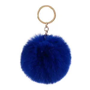 Njn Kleurrijke Furry Puff Bal Leuke Ontwerp Roze Auto Accessoires Sleutelhangers Hanger 8Cm Pom Pom Sleutelhanger