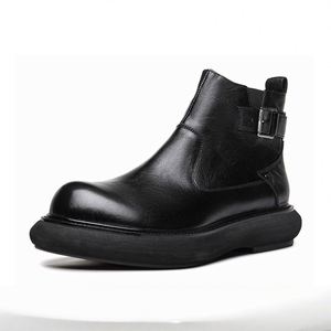 Autumn Summer Men's Retro Designed <b>Ankle</b> Waterproof Breathable Leather Boots High Quality Walking Style Fashionable Trendy Party - Product Image 6