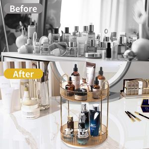 Organizador de Cosméticos Giratorio de Plástico Europeo, Multicapa, con Diseño Multifuncional para Dormitorio - Product Image 3