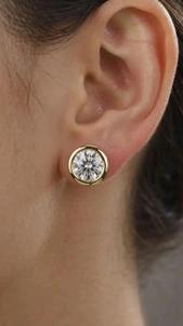 Boucles d'oreilles clous en diamant de laboratoire serti clos 1+1CT 2+2CT 3+3CT, plaqué or 14K, coupe classique, solitaire, bijoux fins pour femme, cadeau - Product Image 1