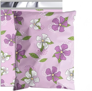 Bolsas de Envío Impermeables y Resistentes a Desgarros Huamaohengchun para Ropa, Bolsas de Correo Autosellables Resistentes con Estampado de Flores Moradas - Product Image 1