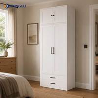 Armoire moderne en acier avec tiroirs supérieurs, meuble de rangement autoportant pour vêtements, idéal pour chambre, appartement, maison