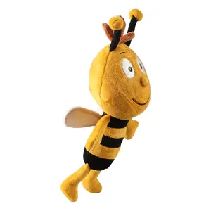 Custom yellow pink attentive antennae buzz insect bumble bee plush soft stuffed animal toy
