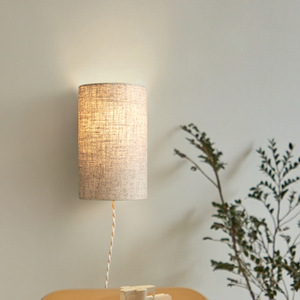 Wall <b>Lamp</b> Fabric Shade Led Light E27 Bulb Base <b>Switch</b> Control Bedroom Hallway Nordic Style - Product Image 2