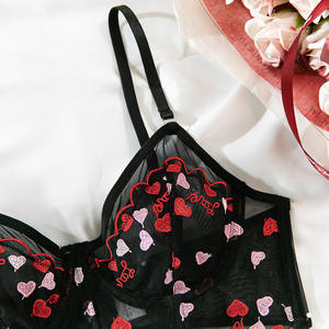 情人节加大码女式性感内衣礼品套装身体网眼吊袜带黑色红色蕾丝装饰钩编编织 - Product Image 3