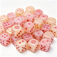 Jeu de dés D6 effet marbre 16 mm, dés marbrés à points colorés, accessoires de divertissement ronds avec logo gravé