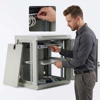 Armoire réseau à cadre ouvert, rack de serveur mural, armoires en verre gris 19 pouces, 4U, GPU 4U, 8U, 9U, IP67, rack de montage
