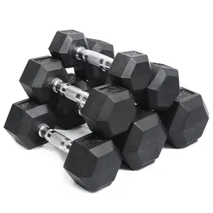 Harga Grosir Pabrikan Cina Rumah Karet Hex Dumbbell 10KG Dumbbell Heksagonal Karet Hex