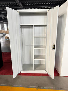 Iron Locker Clothes Hanging Steel Storage Wardrobe <b>Swing</b> 2 Door Modern Metal Filing Cabinet for School Workshop Gym Hotel - Product Image 1