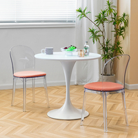 Chaise de salle à manger en acrylique, siège en coton et lin, patins en caoutchouc, mobilier de maison, style nordique moderne, transparente, simple, élégante, durable, confortable