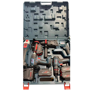 Outils électriques à batterie longue 20V 4in1Combo Set Perceuse et clé à chocs sans fil sans brosse et meuleuse d'angle et <span class=keywords><strong>marteau</strong></span> rotatif - Product Image 1