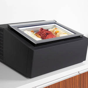 Ice Cream Display Case Gelato <b>Mini</b> <b>Freezer</b> Commercial Catering Direct Cooling Single Phase Black Us Plug R404A - Product Image 1