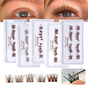 Extensions de cils individuels auto-adhésifs en grappe marron 8-16mm, synthétiques, sans cruauté animale, pour volume, outil de maquillage - Product Image 3