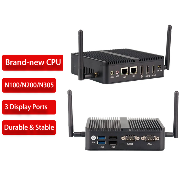 New FSENERGY RT022-N100 Intel N100 Quad Core Mini Computer 4 USB 2 LAN Ethernet Fanless SSD DDR4 3-Year Warranty AU/US