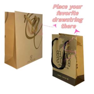 Custom logo Biodegradable Kraft Paper Material for Food Shopping Bag Includes Handle Suitable for Restaurants Shopping Malls - Product Image 5