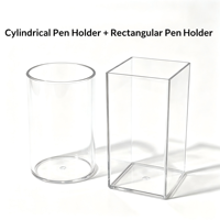 Porte-crayons carré transparent en plastique simple, organisateur de papeterie pour étudiants, organisateur de bureau, porte-stylos créatif en acrylique