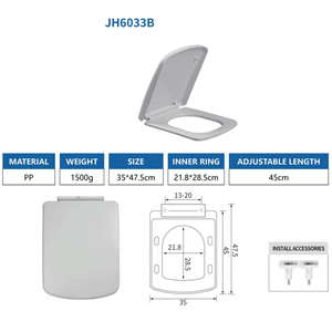 <span class=keywords><strong>Tapa</strong></span> de Inodoro <span class=keywords><strong>Universal</strong></span> Reforzada para el Hogar JH6033B, Forma <span class=keywords><strong>Cuadrada</strong></span>, Material PP - Product Image 2