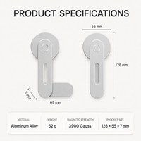 Support de téléphone magnétique pliable en alliage d'aluminium 3900 Gauss avec fixation adhésive discrète pour écran d'affichage de tableau de bord